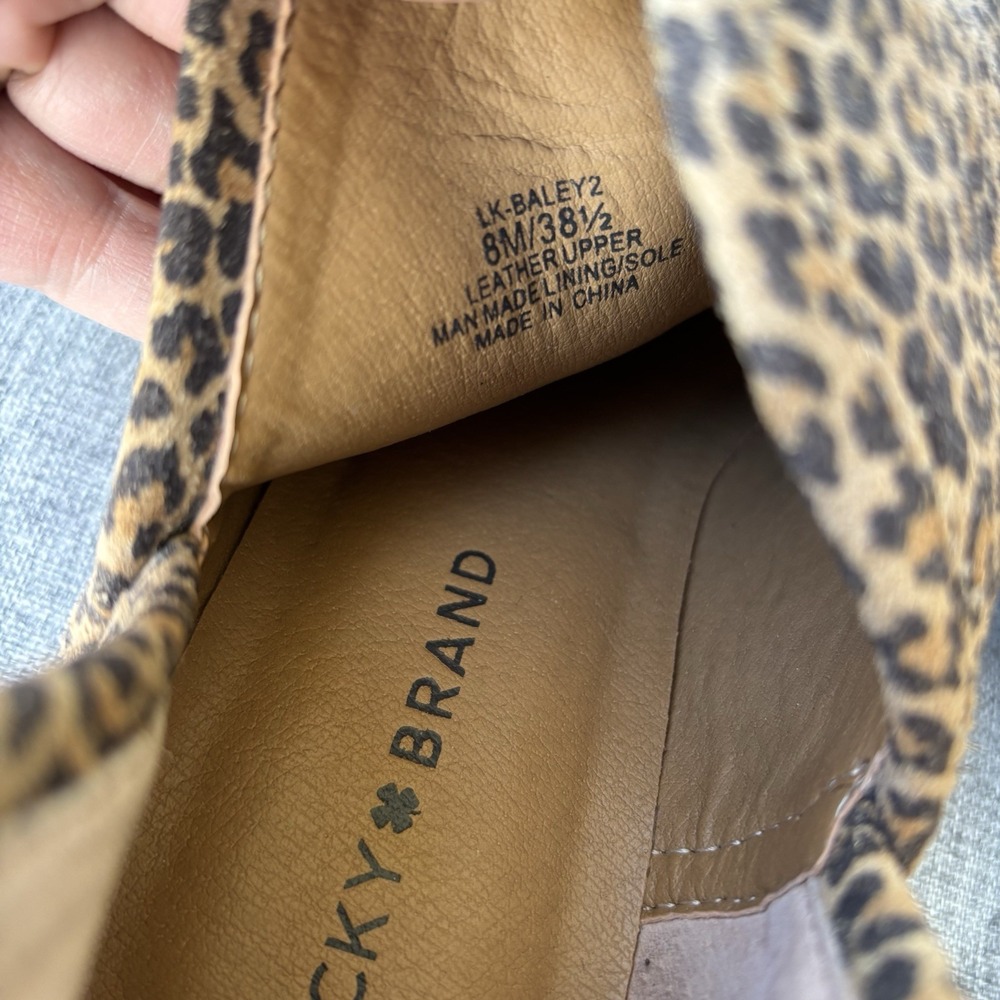 Lucky Brand BALEY 2 Women Size 8M Leopard Leather Boots Ankle Bootie - Picture 7 of 12